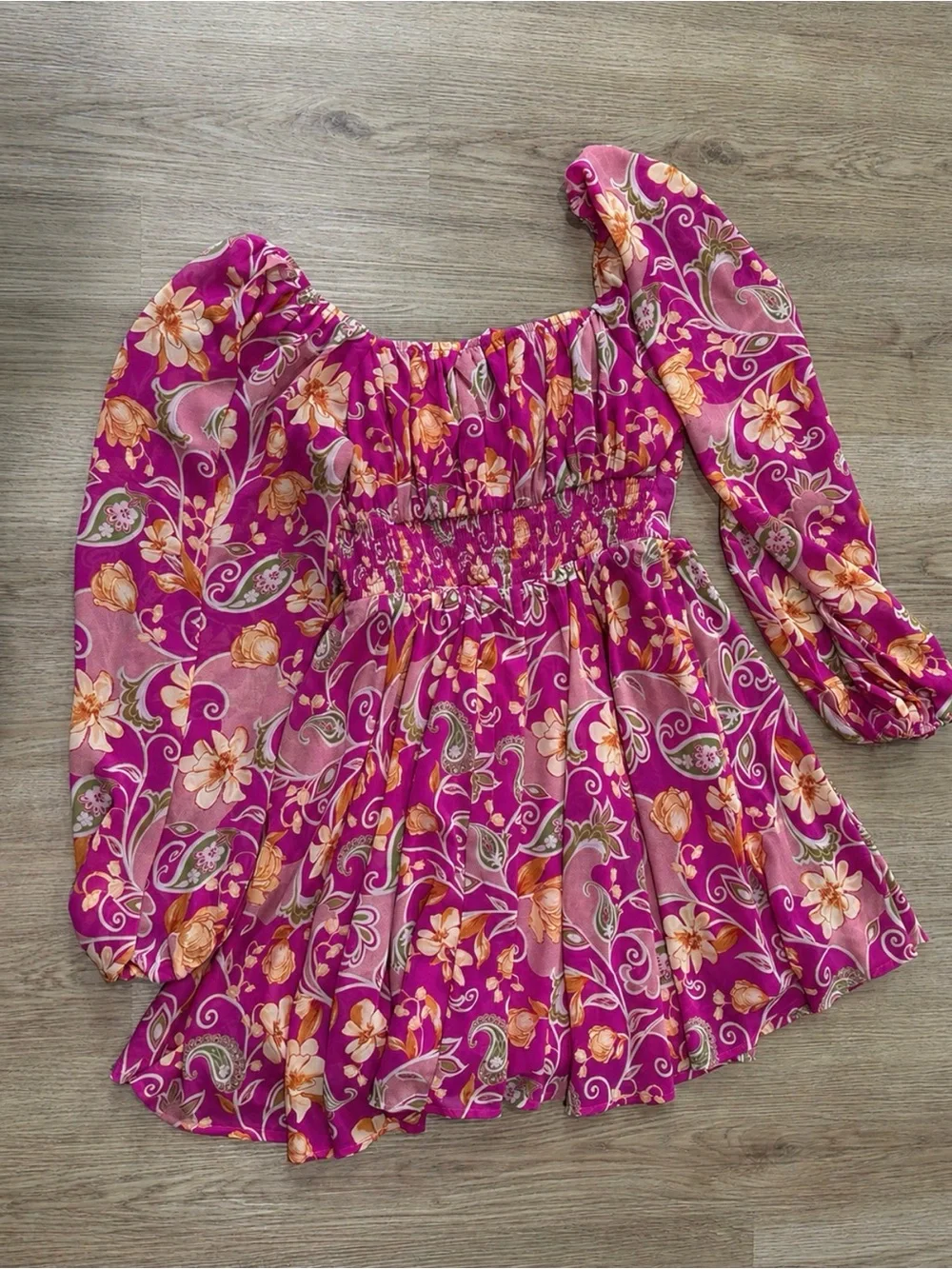 Flying Tomato Pink Floral Long-Sleeve Casual Dress